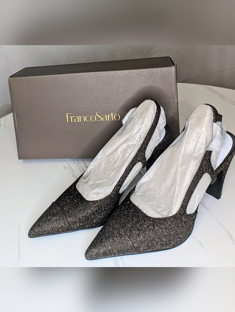 Franco Sarto Slingback Heels Size 8 NIB Textured Pointed Toe Pumps